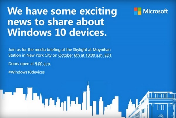 Microsoft Windows 10 6 October Event Invite
