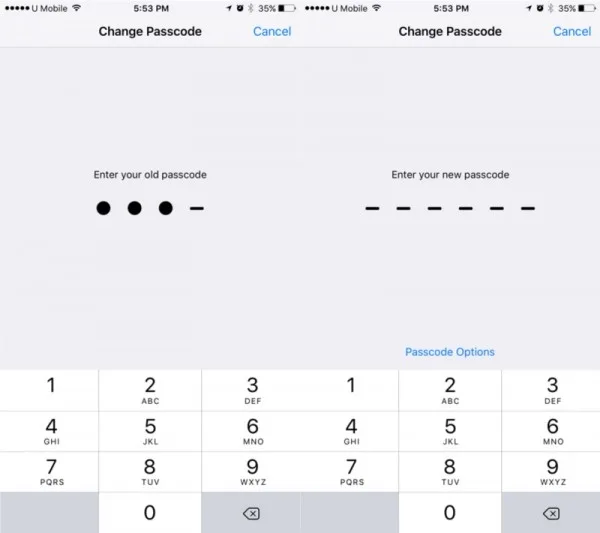 iOS 9 6 Digit Passcode