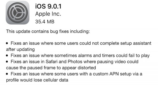 iOS 9.0.1 Update