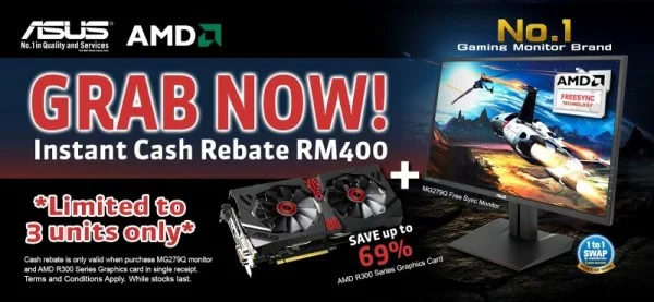 ASUS Malaysia MG279Q Free Sycn Gaming Monitor and AMD Radeon 300 Series Promo