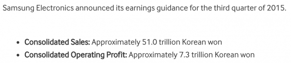 Samsung Q3 2015 Quarterly Earnings Report