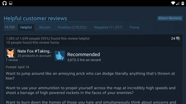 Steam Android Reviews
