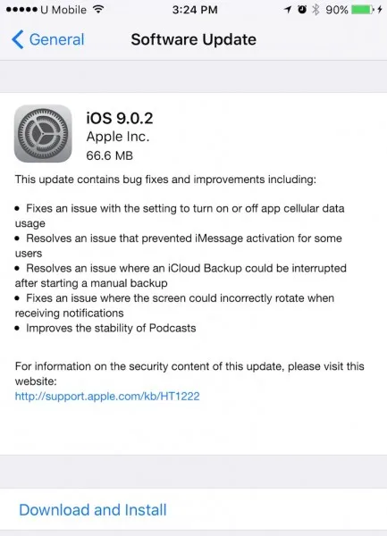 iOS 9.0.2 Update