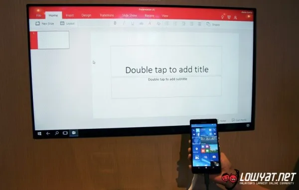 Microsoft PowerPoint through Continuum on Microsoft Lumia 950 XL