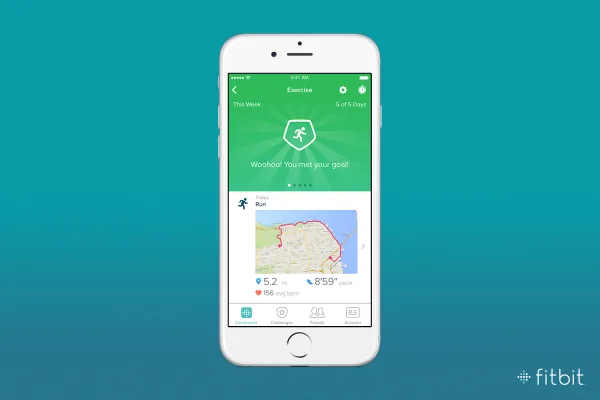 Fitbit--Primary-Exercise-Screen--Goal-Met