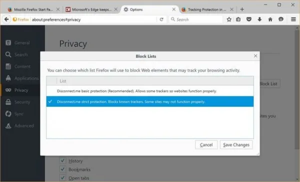 firefox privacy