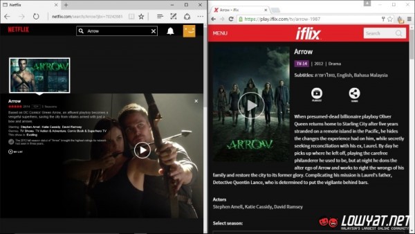 Arrow on Netflix and iflix