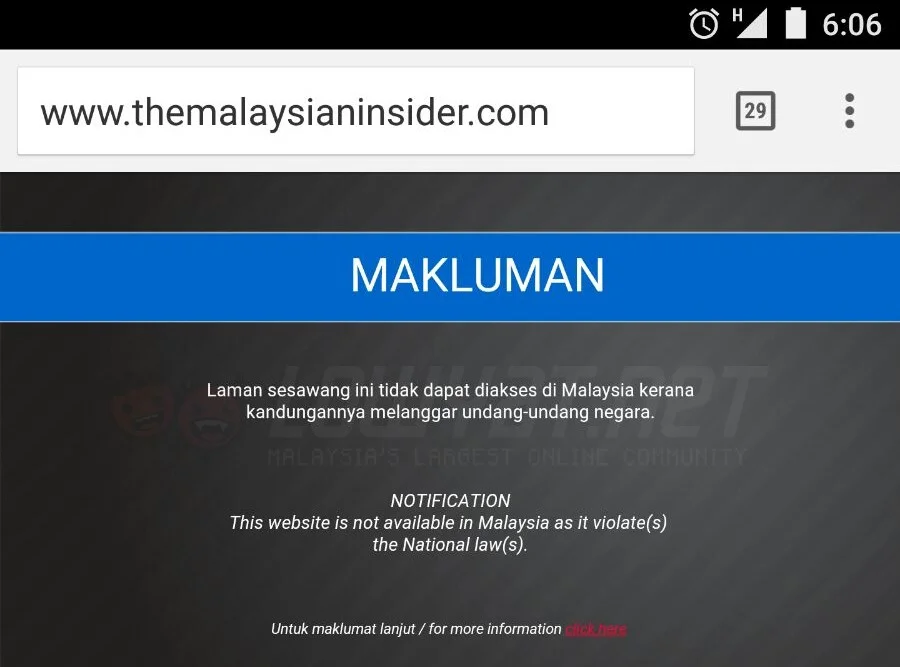 The Malaysian Insider Banned On Celcom