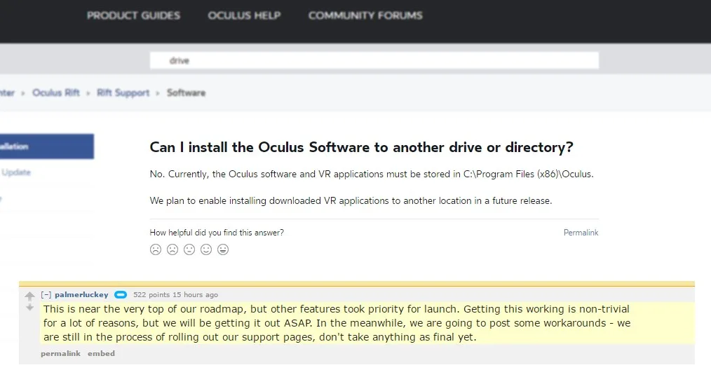 Oculus Software Directory Issue
