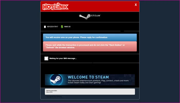 Hotlink Credit Steam Buy
