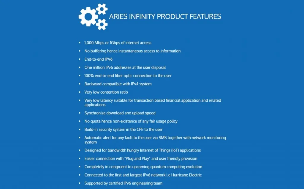 Aries Infinity 1Gbps Broadband