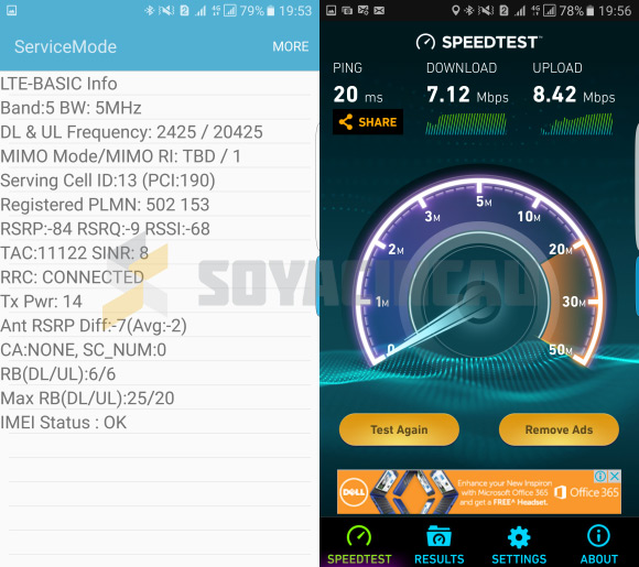 Webe Pre-Release LTE Speed Test - Galaxy S7 - 20 April 2016