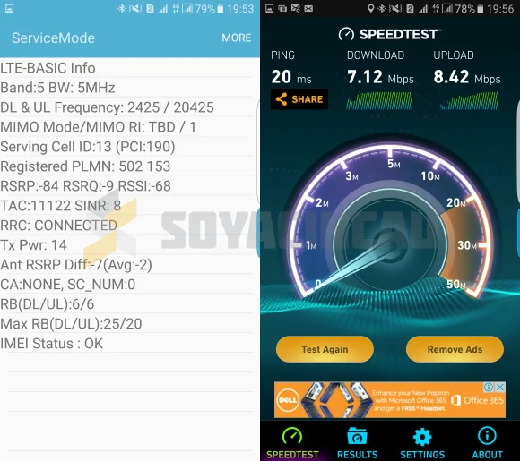 Webe Pre-Release LTE Speed Test - Galaxy S7 - 20 April 2016