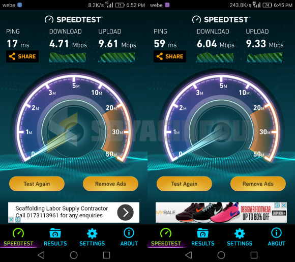 Webe Pre-Release LTE Speed Test - Mate 8 - 20 April 2016