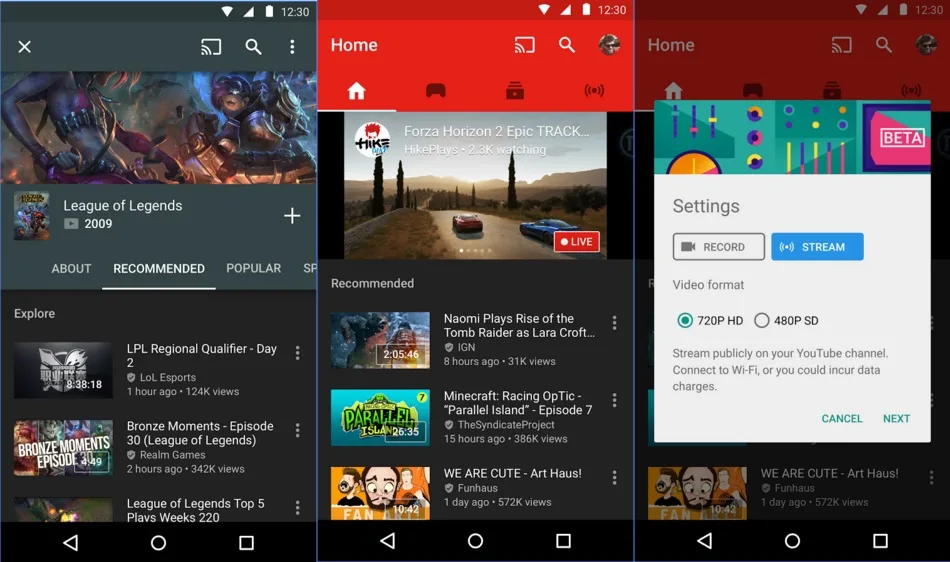 Youtube Gaming Mobile App