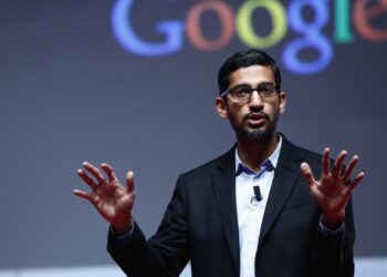 Sundar Pichai, senior vice president of Android, Chrome and Apps at Google Inc., speaks during a keynote session at the Mobile World Congress in Barcelona, Spain, on Monday, March 2, 2015. The event, which generates several hundred million euros in revenue for the city of Barcelona each year, also means the world for a week turns its attention back to Europe for the latest in technology, despite a lagging ecosystem. Photographer: Simon Dawson/Bloomberg via Getty Images