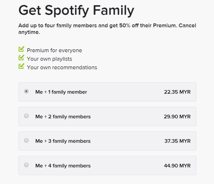 Spotify Family Malaysia Price OLD