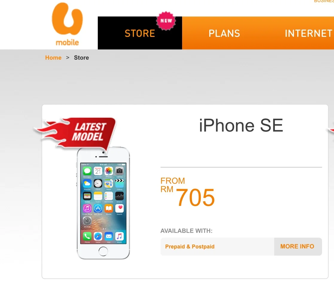 U Mobile iPhone SE From RM705