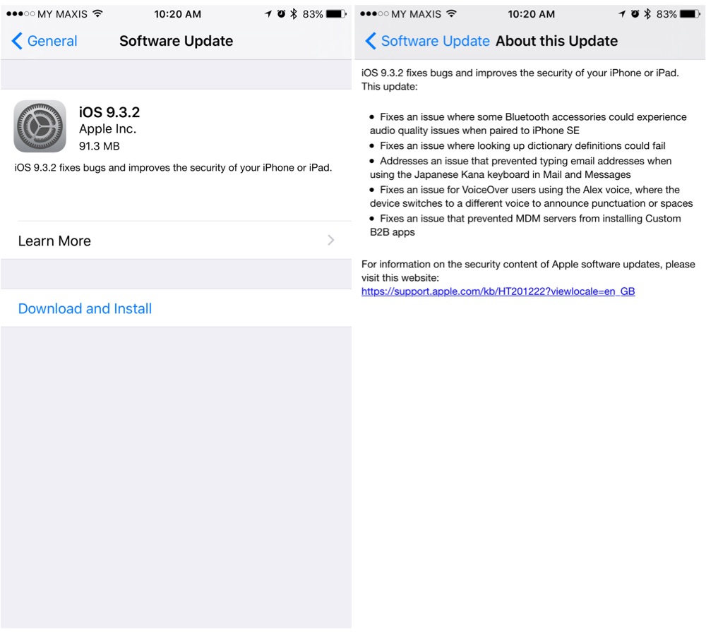 iOS 9.3.2 Update