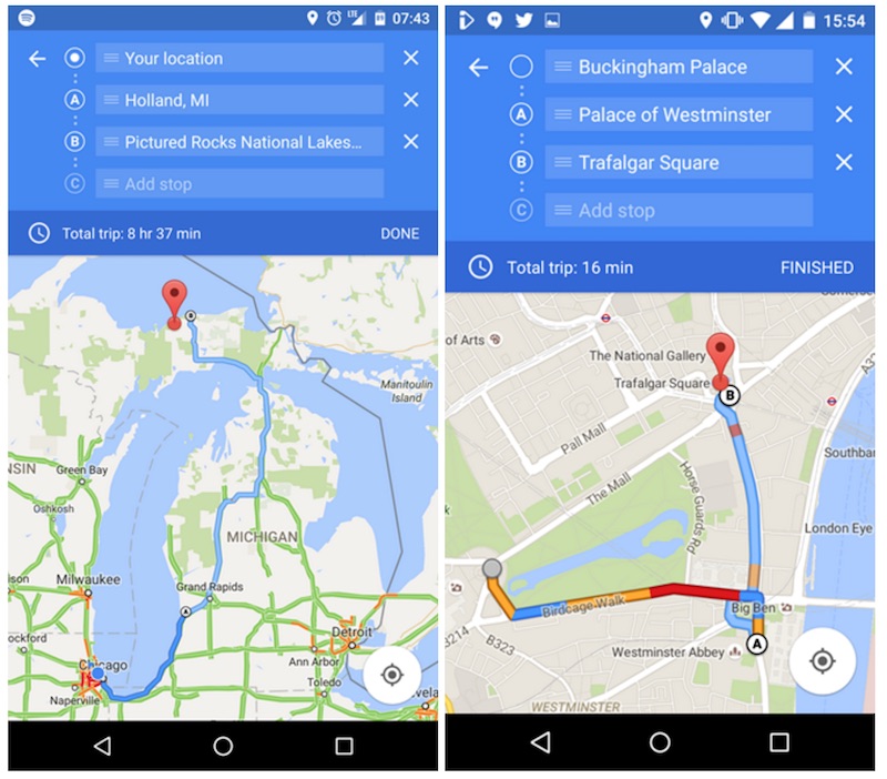 Multiple Destinations on Google Maps Mobile App