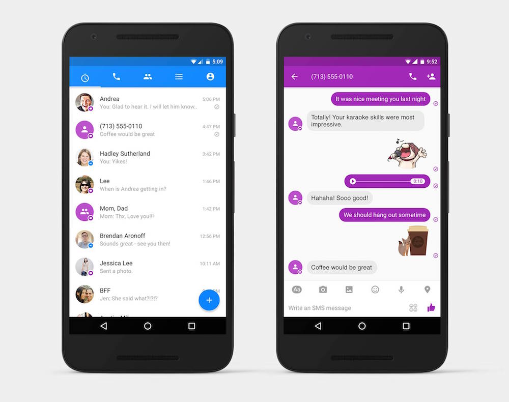 SMS on Facebook Messenger for Android