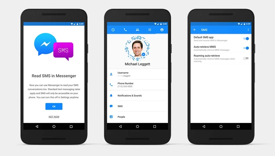Turn on SMS on Facebook Messenger for Android