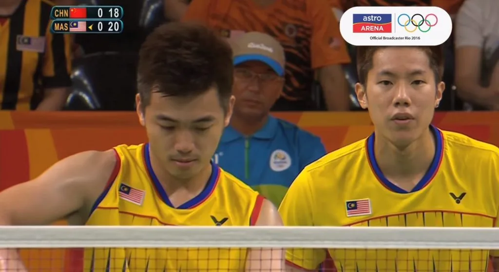 Tan Wee Kiong and Goh V Shem of Malaysia during Rio 2016 Men's Doubles Badminton Semi-Final