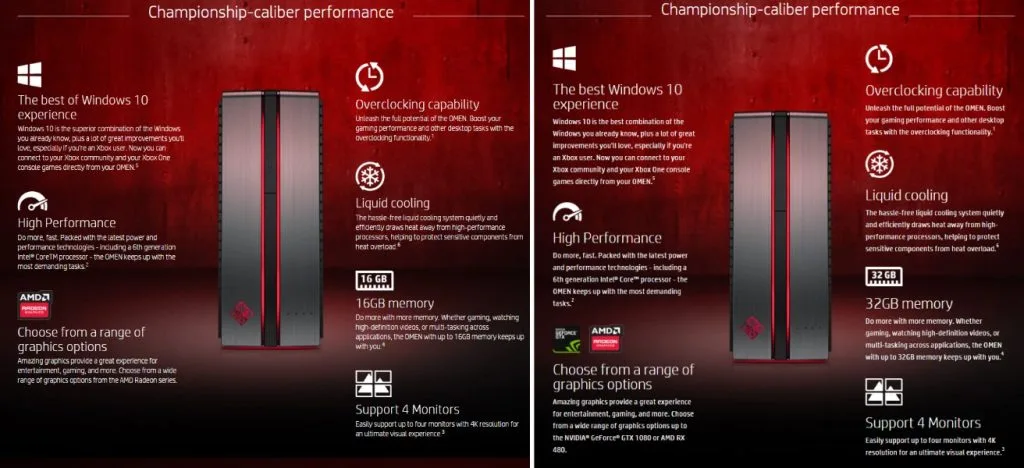 HP Omen Desktop: Comparison of Specs Between HP Malaysia and HP US