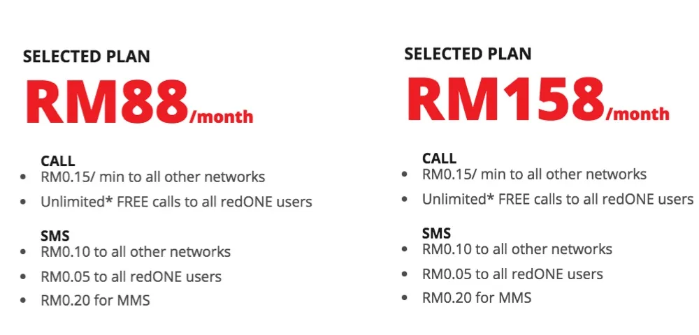New RedONE Data Plans 88 and 158