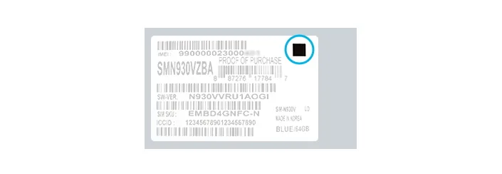 Samsung Galaxy Note 7 Safe Box Label