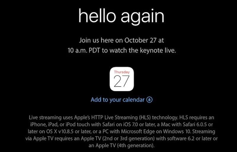Apple 27 October 2016 Event Live Stream