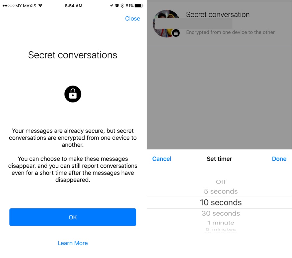 Facebook Messenger Secret Conversations