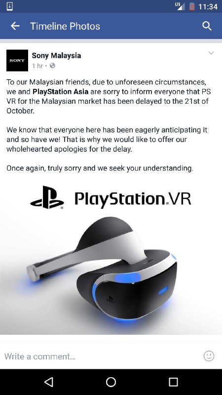 PS VR Malaysia Delay