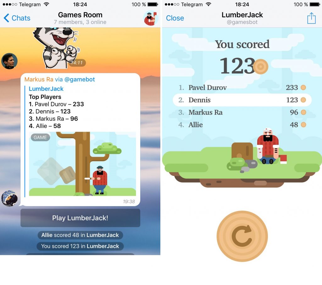 Telegram Introduces MiniGames Powered By Chat Bots