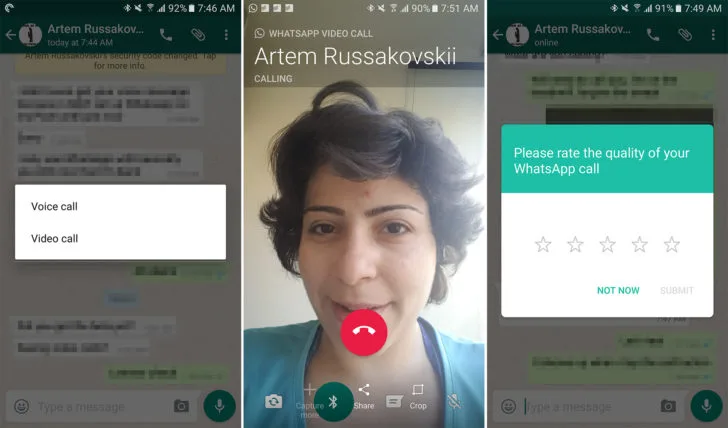 Whatsapp video call
