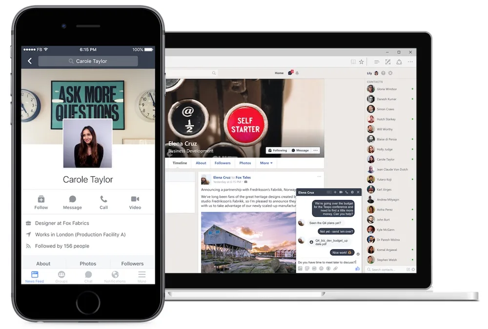 Workplace by Facebook on Mobile and Web