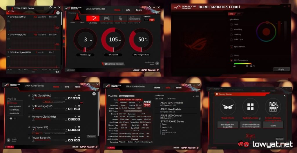 LYN Reviews - ASUS GPU Tweak II and Aura LED for ROG Strix RX 480 8GB OC