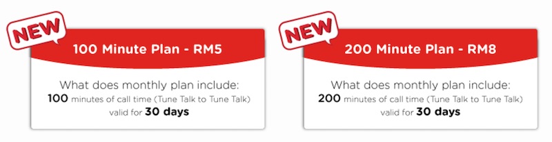 Tune Talk Monthly Call Plans RM5 and RM8