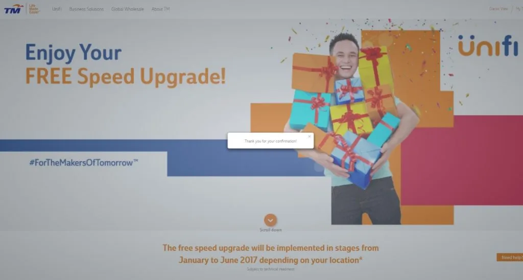 UniFi Speed Upgrade - TM Thank You Surprise