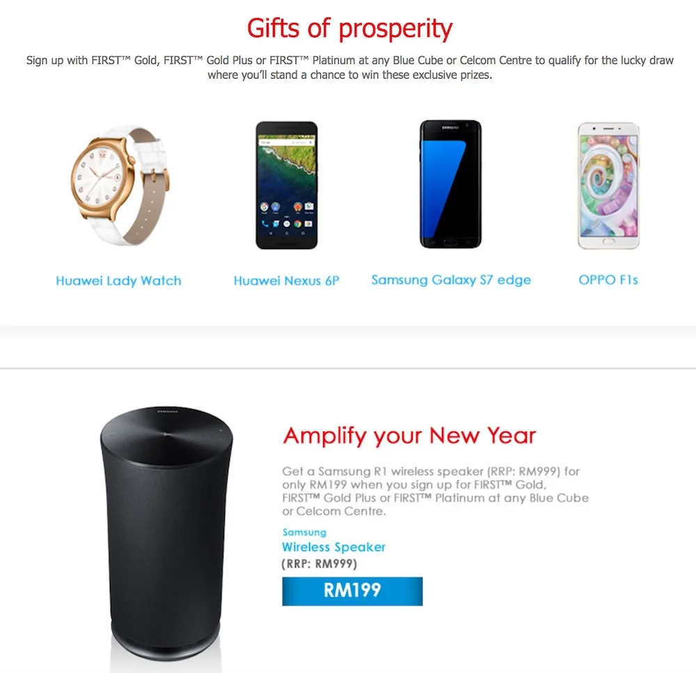 Celcom CNY 2017 Lucky Draw and Samsung Wireless SPeaker Deal