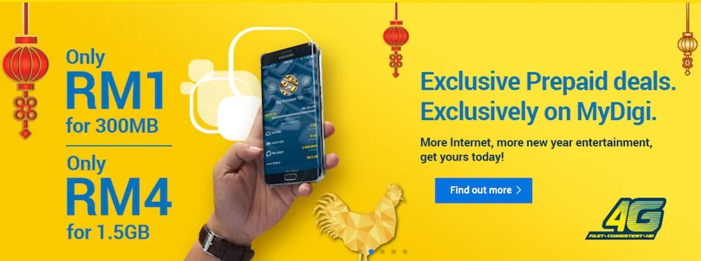 Digi One Time Internet Pass RM1 for 300MB and RM4 for 1.5GB
