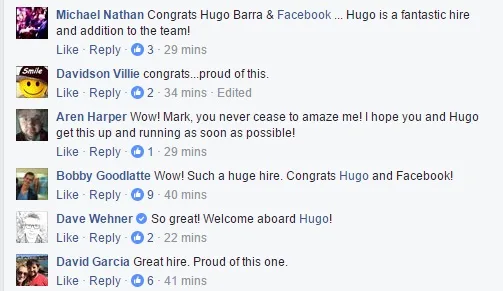 Facebook Hugo Barra Comments