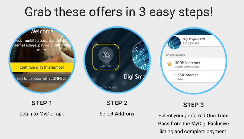 How to purchase digi new one time internet pass