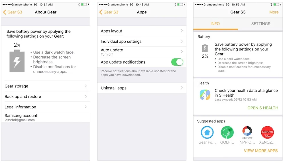 Samsung Gear S App for iOS