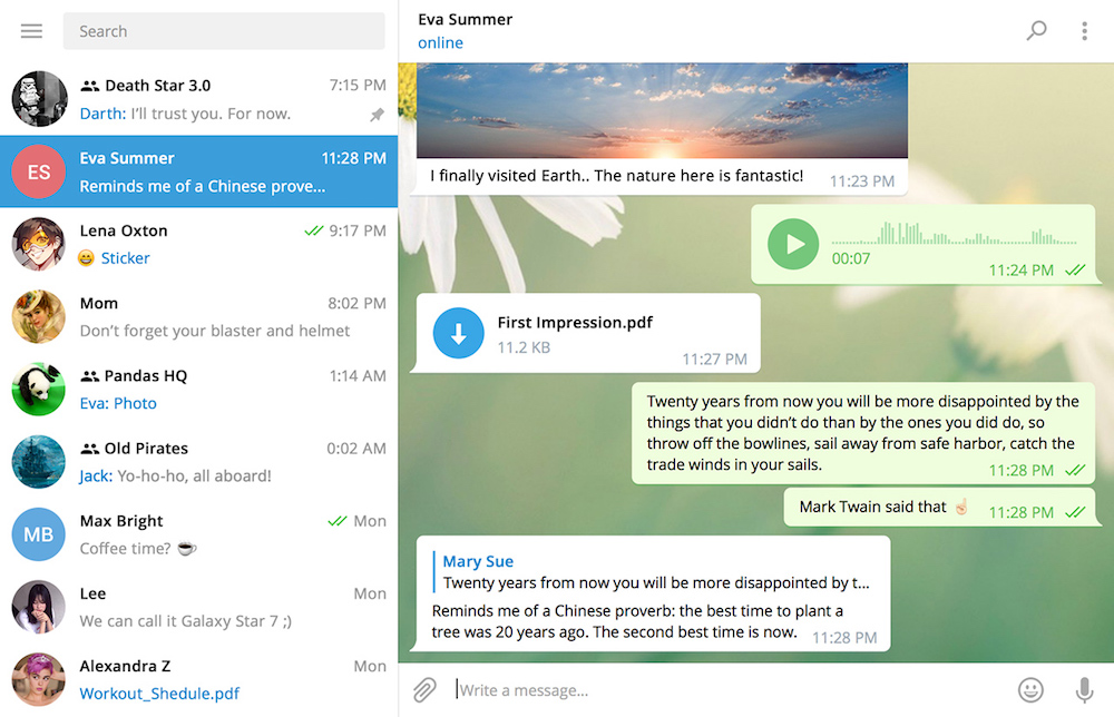 Telegram Desktop 1.0 Chats
