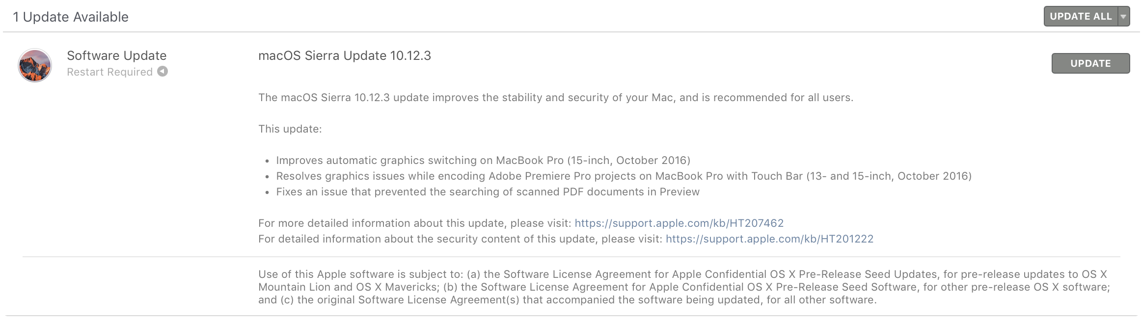 macOS Sierra 10.12.3 Update