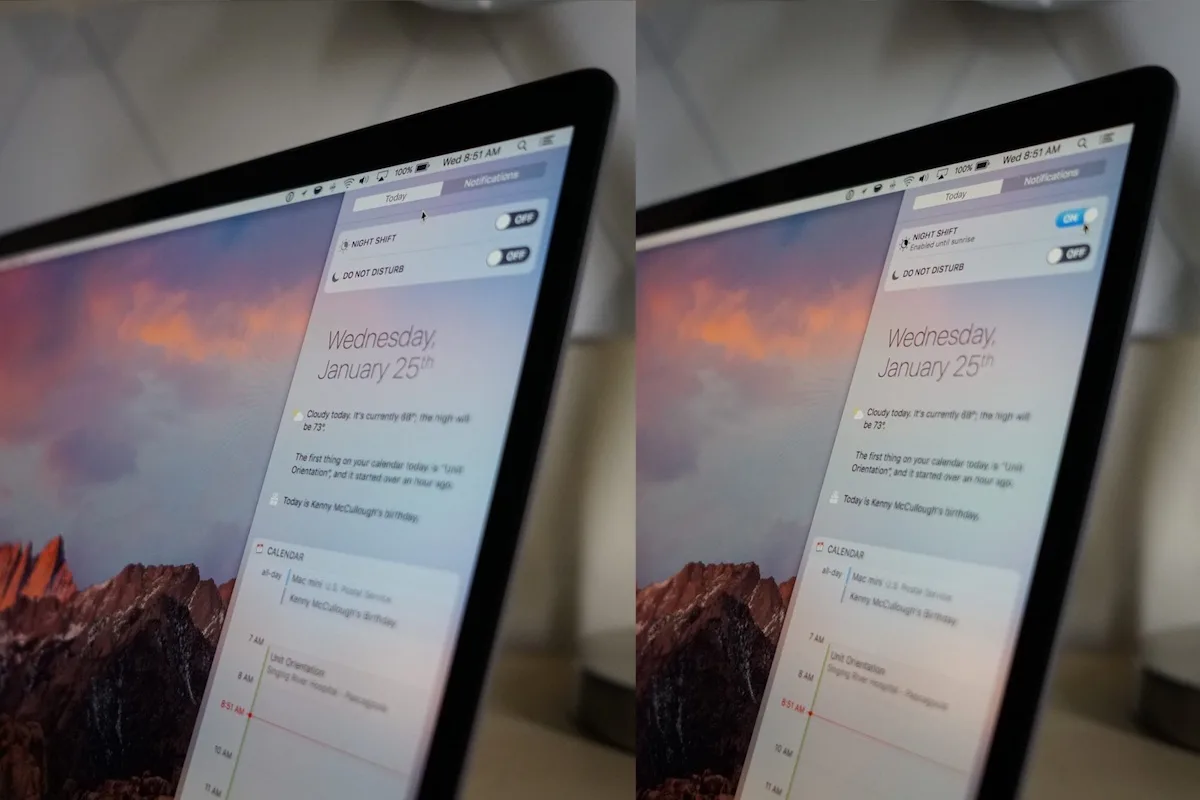 macOS night shift