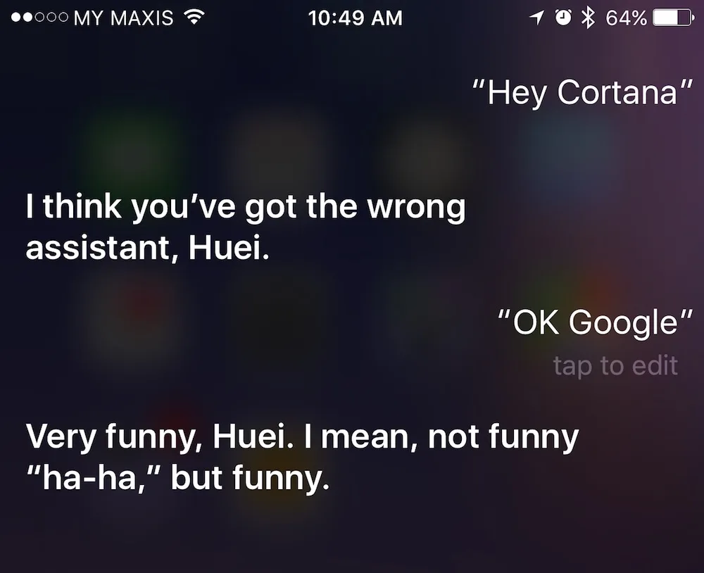 Siri Responds to Cortana and Google