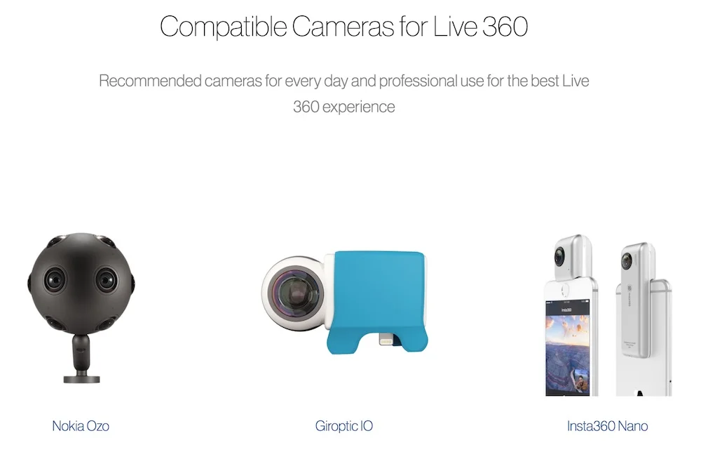 Facebook Live 360 Recommended Cameras