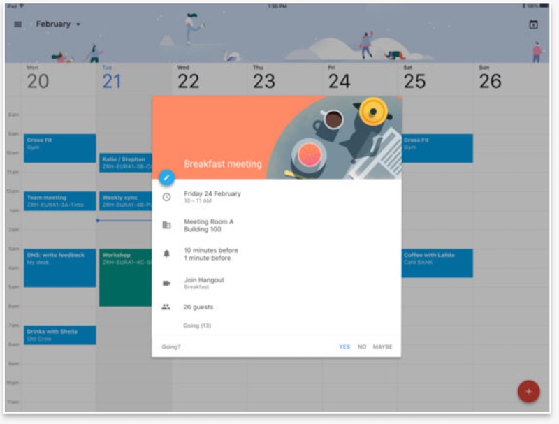 Google Calendar App on iPad